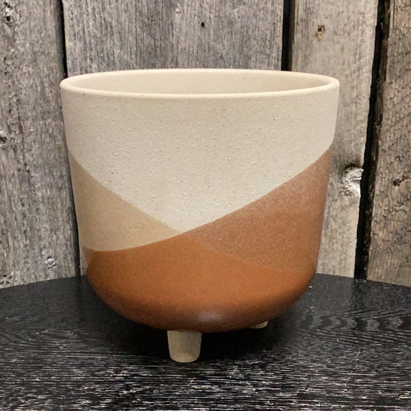 Footed Sandstone Tri Color Pot