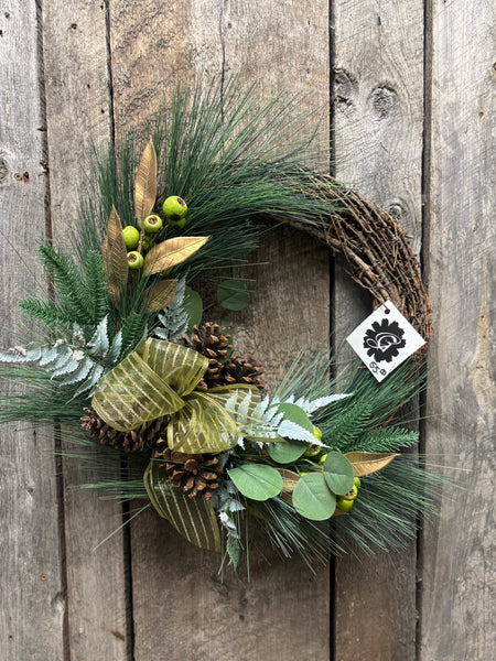 Green and Gold Winter Wreath