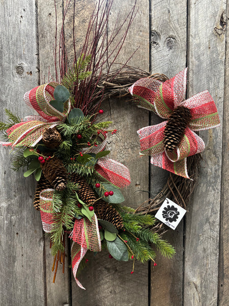 Holiday Red Willow Wreath
