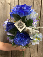 Blue Silk Peony & Hydrangea Bouquet